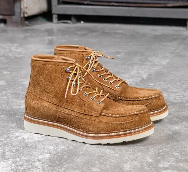 1103 Premium Moc-Toe Double Bottom Boots Roughout Cowhide
