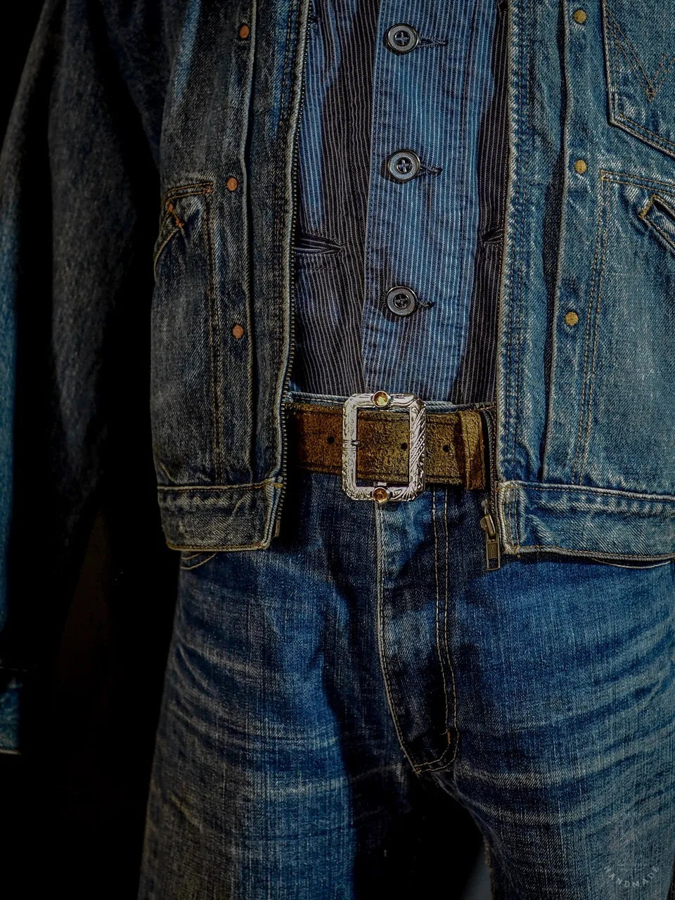 Hand Distressed Western Belt Roughout Leather