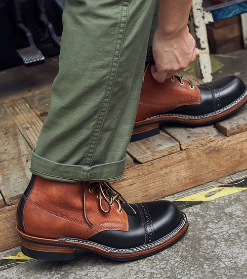 14101 Short Shift Cap Toe Boots Custom Teacore Cowhide