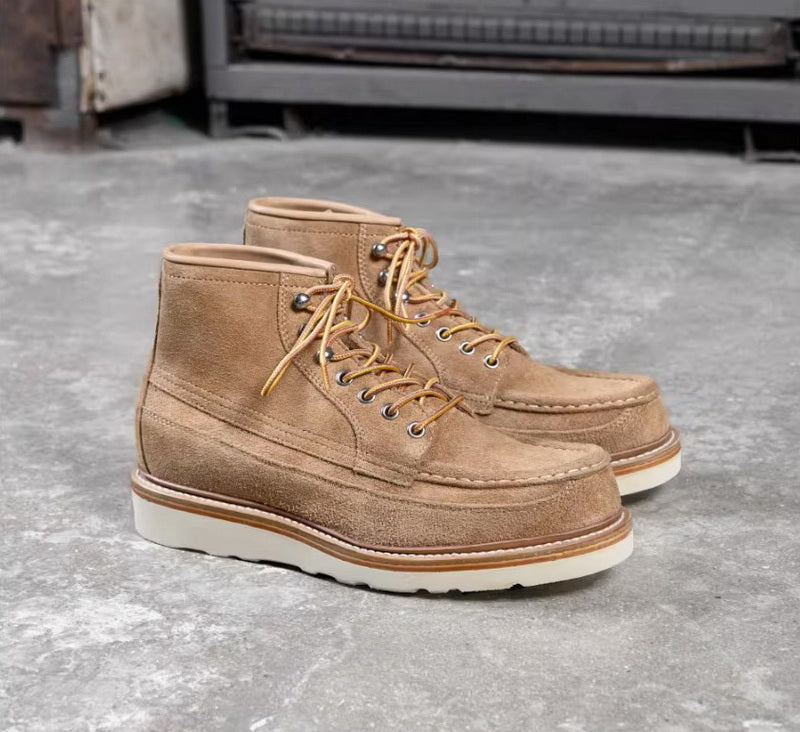 1103 Premium Moc-Toe Double Bottom Boots Roughout Cowhide