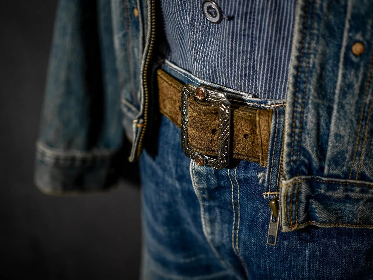 Hand Distressed Western Belt Roughout Leather