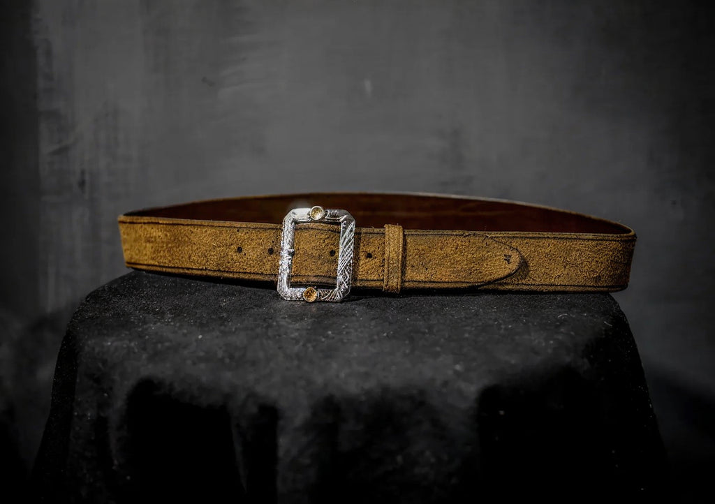 Hand Distressed Western Belt Roughout Leather