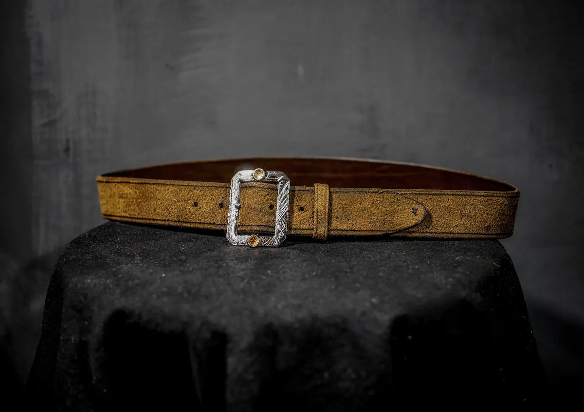 Hand Distressed Western Belt Roughout Leather