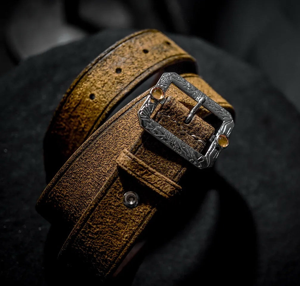 Hand Distressed Western Belt Roughout Leather