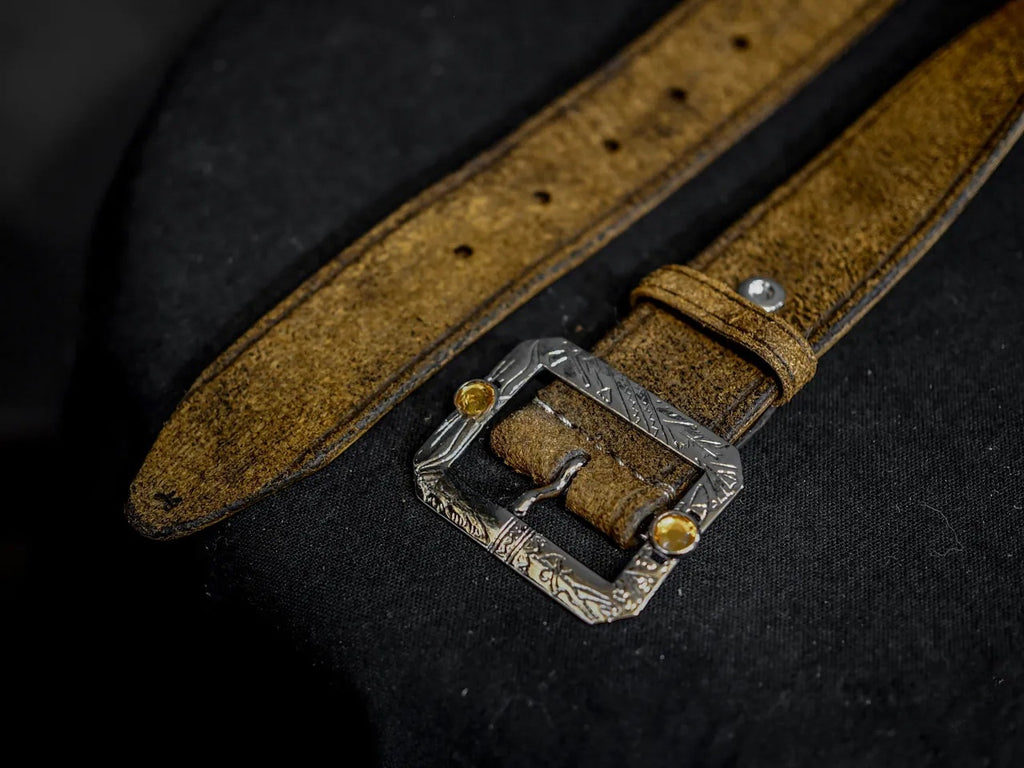 Hand Distressed Western Belt Roughout Leather