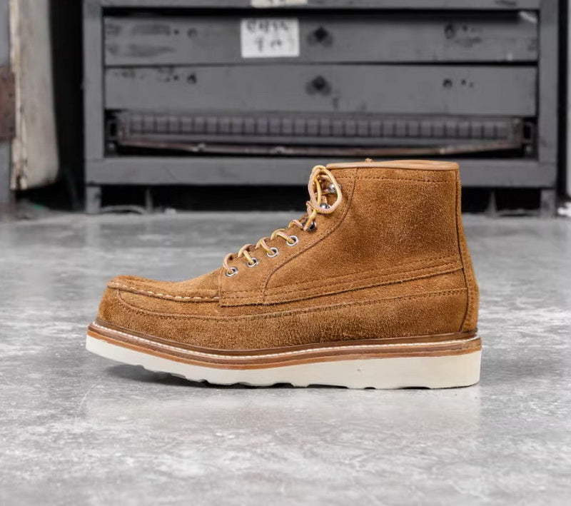 1103 Premium Moc-Toe Double Bottom Boots Roughout Cowhide