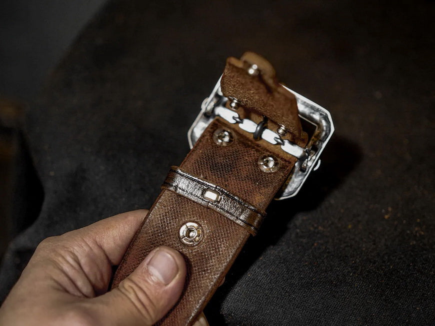 Basket Weave Pattern Tooled Leather Belt