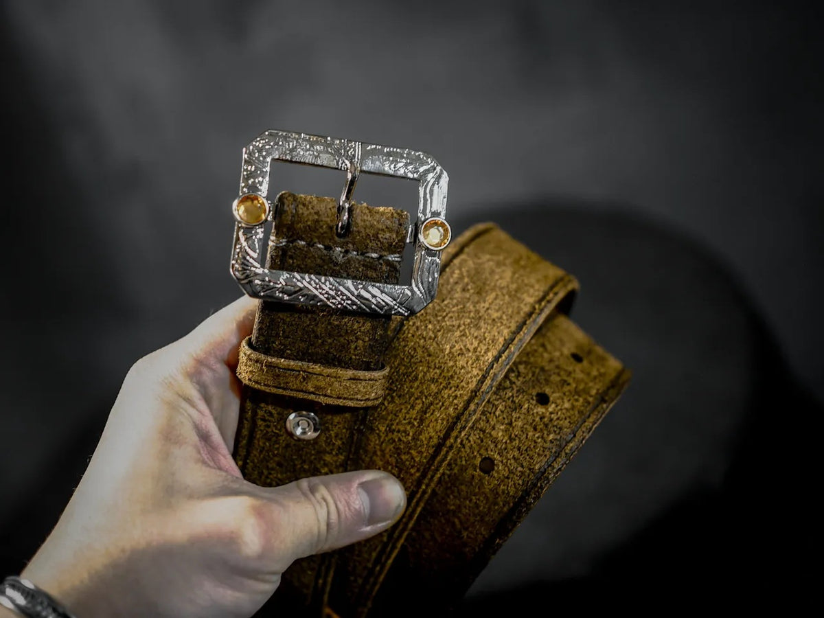 Hand Distressed Western Belt Roughout Leather