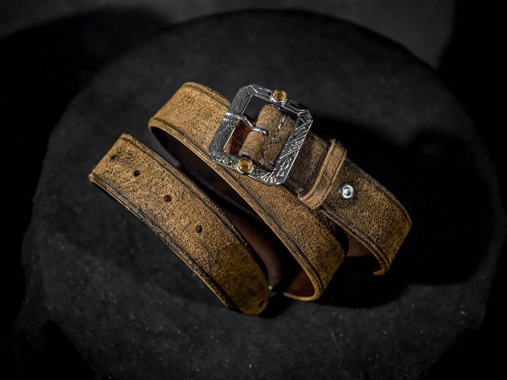Hand Distressed Western Belt Roughout Leather