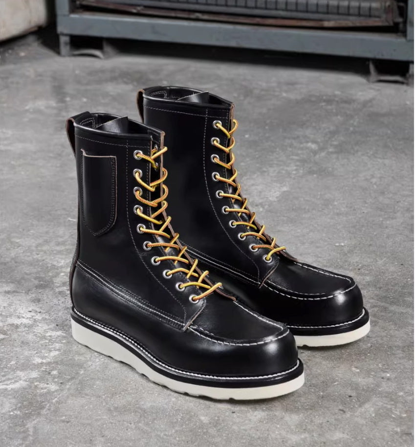 Ray Kwok 1106 8" Moc Toe Boots Shaft Pocket / Proprietary Teacore Cowhide MTO