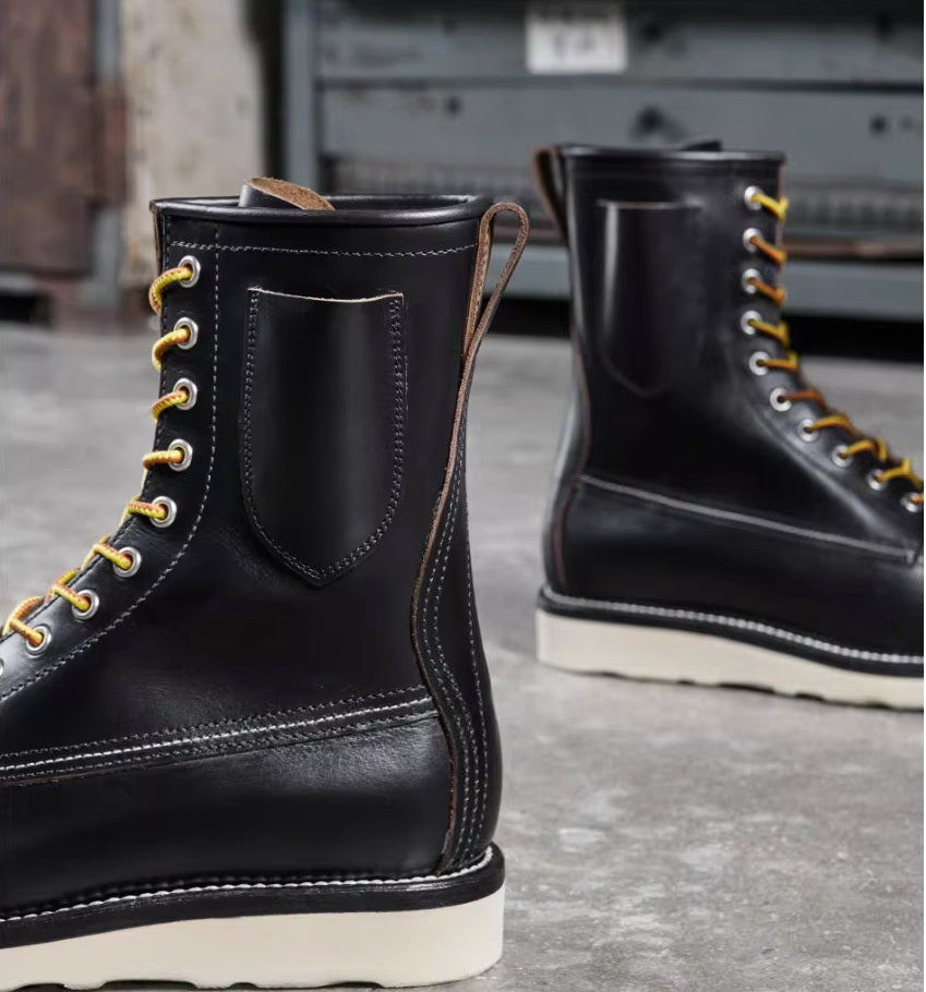 Ray Kwok 1106 8" Moc Toe Boots Shaft Pocket / Proprietary Teacore Cowhide MTO