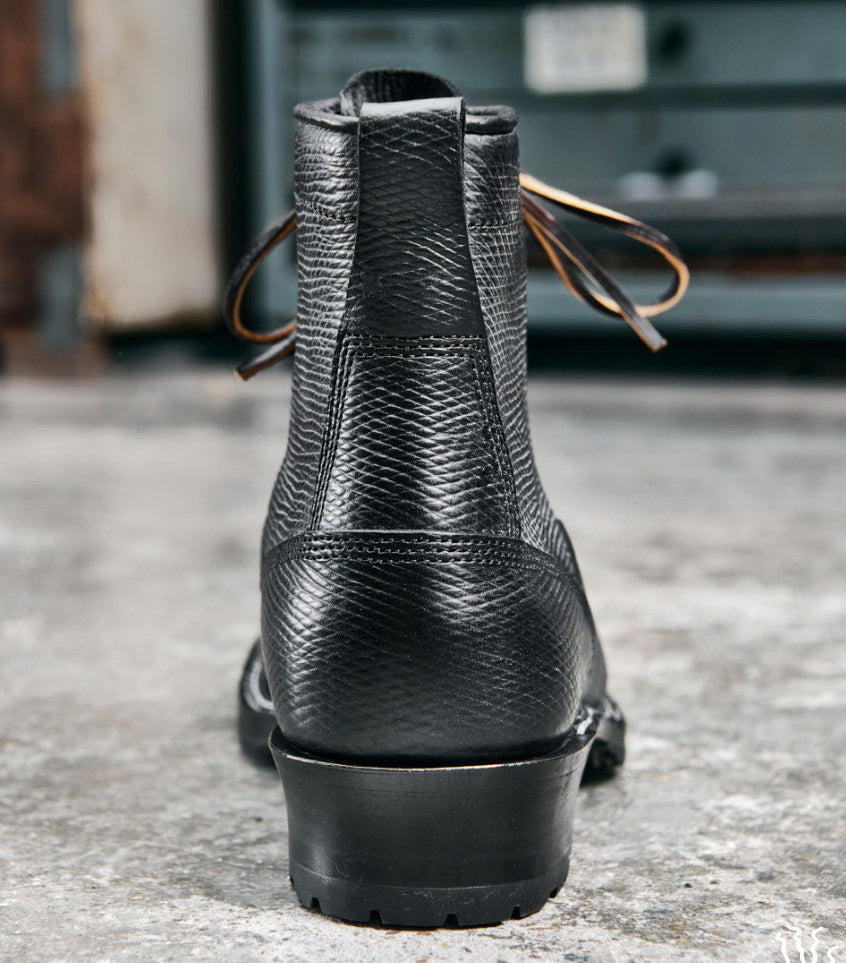14102 Forester Logger Boots / Proprietary Hatch Grain Cowhide MTO