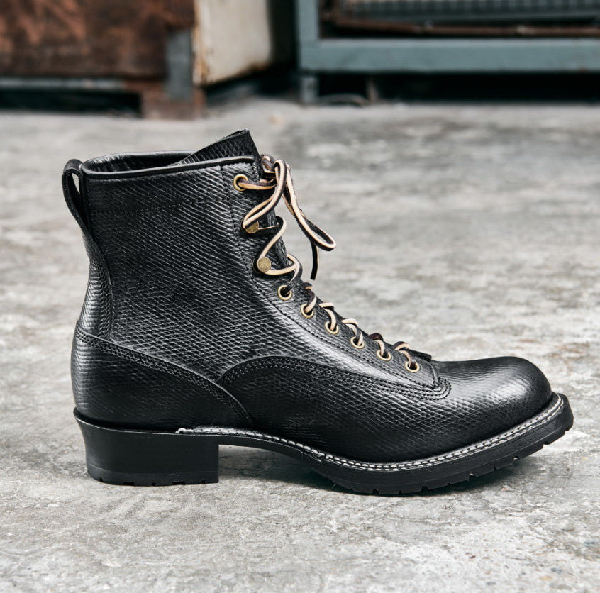 14102 Forester Logger Boots / Proprietary Hatch Grain Cowhide MTO