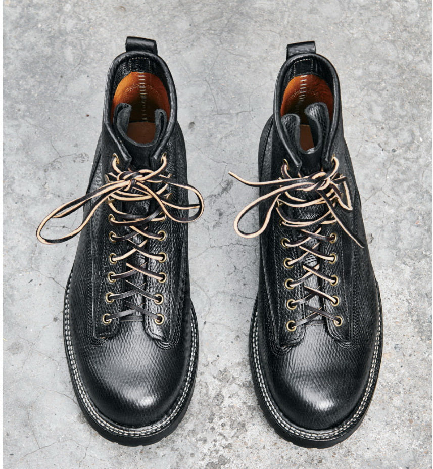 14102 Forester Logger Boots / Proprietary Hatch Grain Cowhide MTO