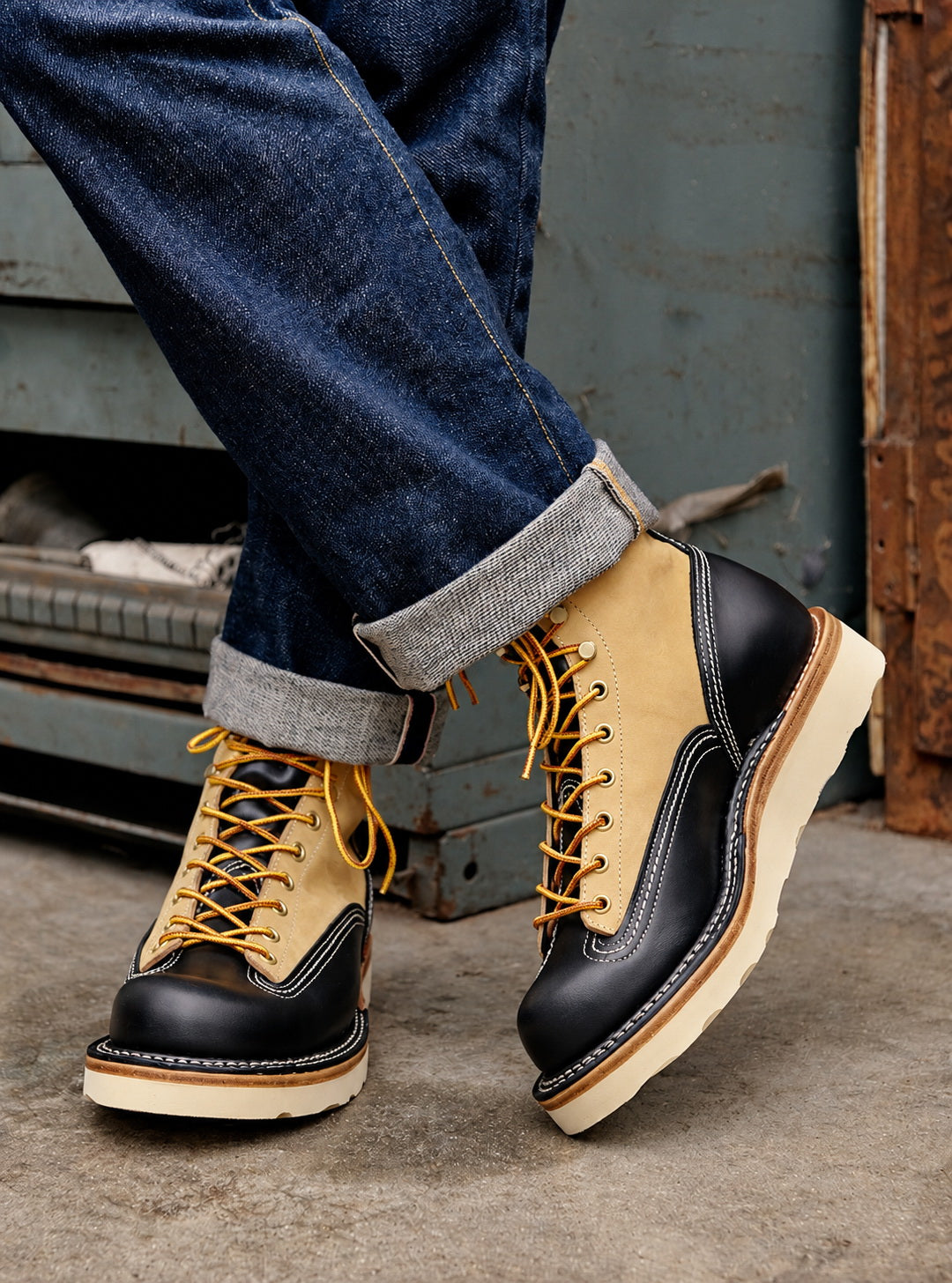 27302 Classic Lace-to-Toe Work Boots / Nubuck x Cowhide 2-Tone MTO