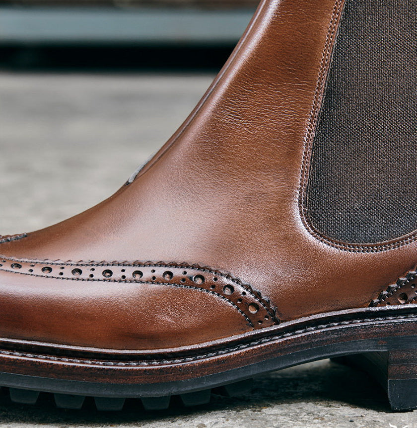 UK09 Brogue Chelsea Boots German Weinheimer Box Calf MTO