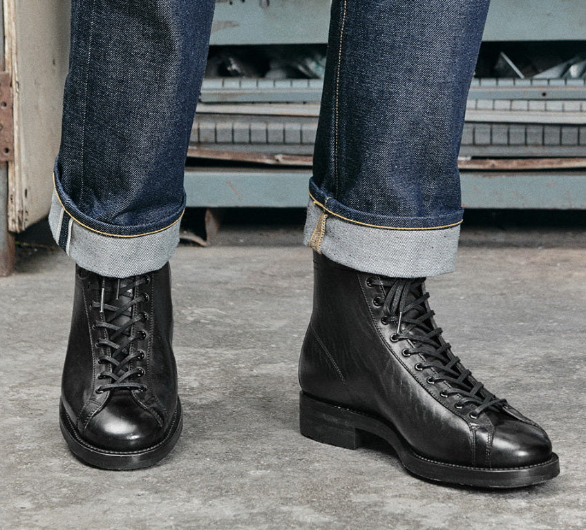 51002 1930s Flat Toe Boxing Leather Boots / Proprietary Teacore Cowhide MTO