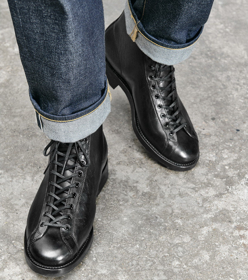 51002 1930s Flat Toe Boxing Leather Boots / Proprietary Teacore Cowhide MTO