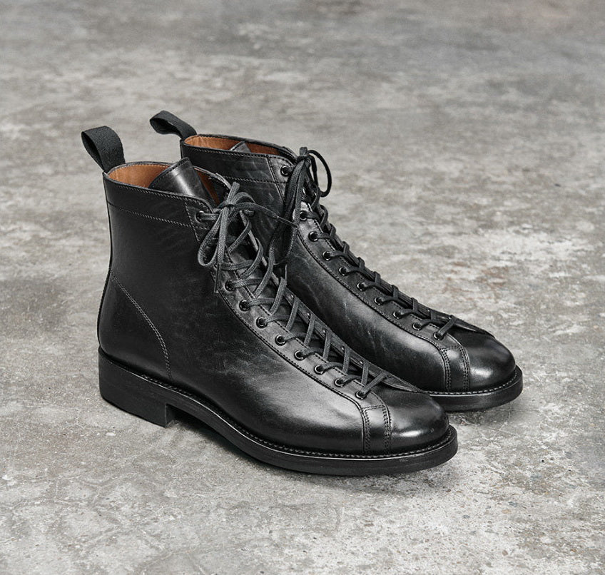 51002 1930s Flat Toe Boxing Leather Boots / Proprietary Teacore Cowhide MTO