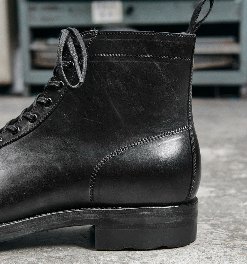 51002 1930s Flat Toe Boxing Leather Boots / Proprietary Teacore Cowhide MTO