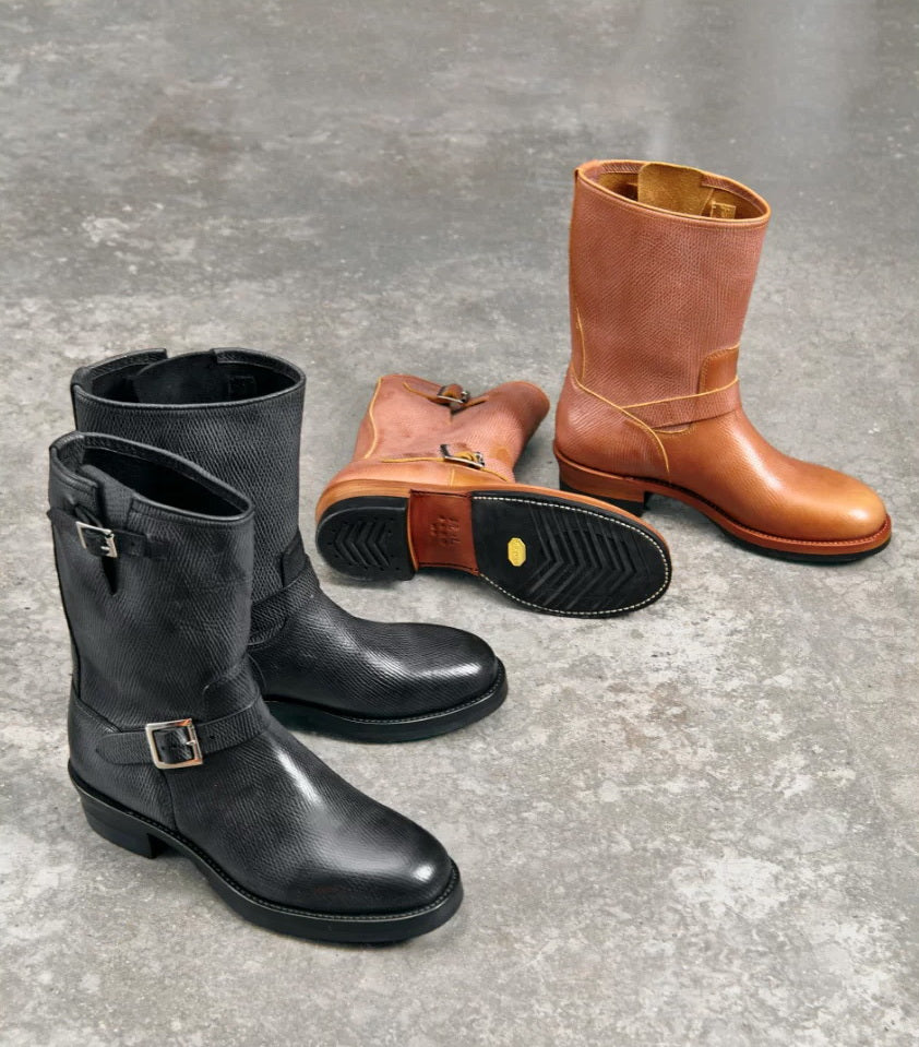 34501 Custom Engineer Boots Proprietary Sunken Grain Cowhide MTO