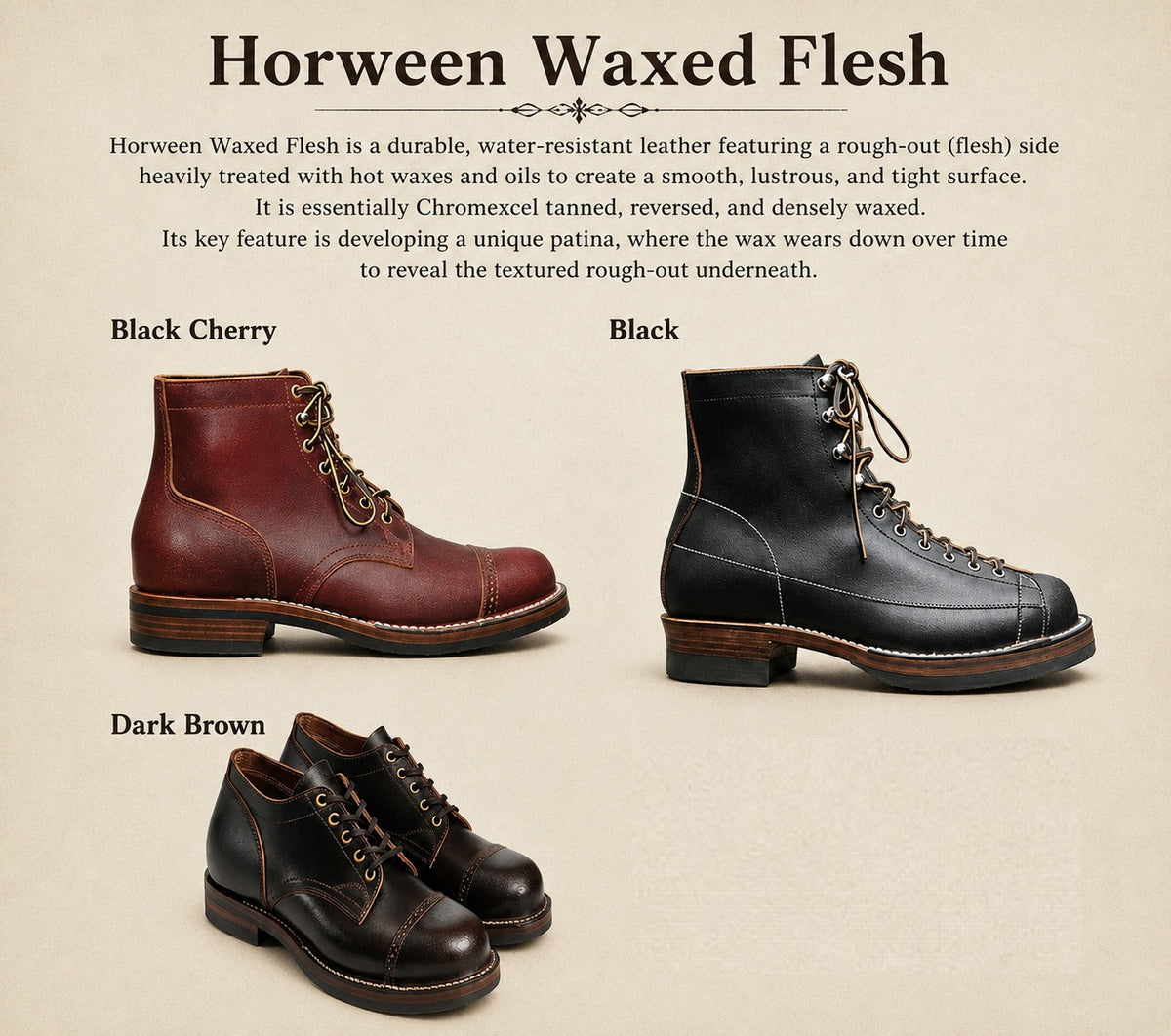 39602 Vintage Monkey Boots Horween Waxed Flesh