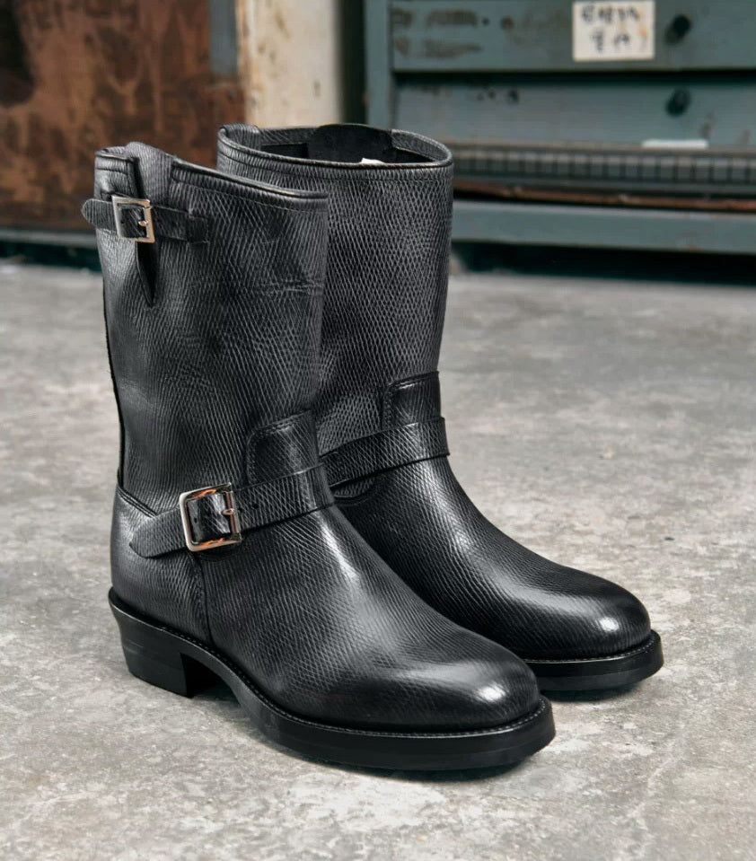 34501 Custom Engineer Boots Proprietary Sunken Grain Cowhide MTO