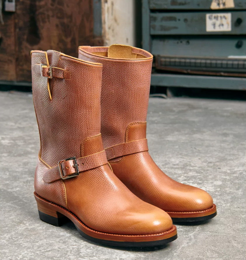 34501 Custom Engineer Boots Proprietary Sunken Grain Cowhide MTO
