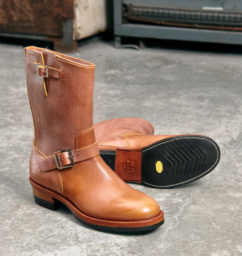 34501 Custom Engineer Boots Proprietary Sunken Grain Cowhide MTO