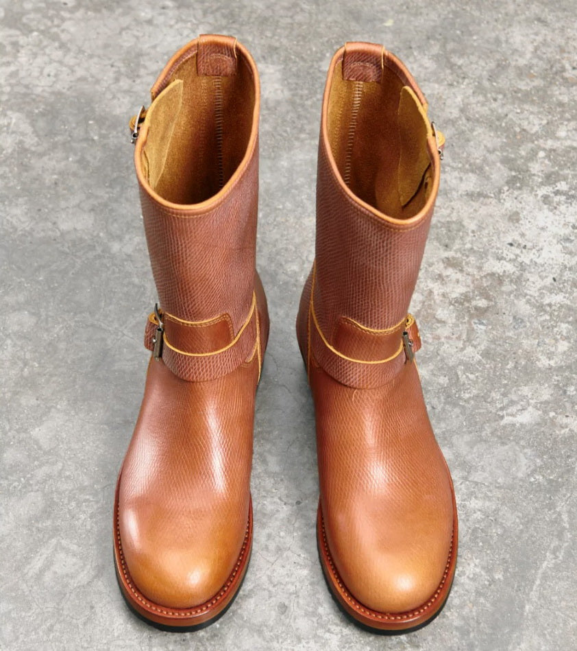 34501 Custom Engineer Boots Proprietary Sunken Grain Cowhide MTO