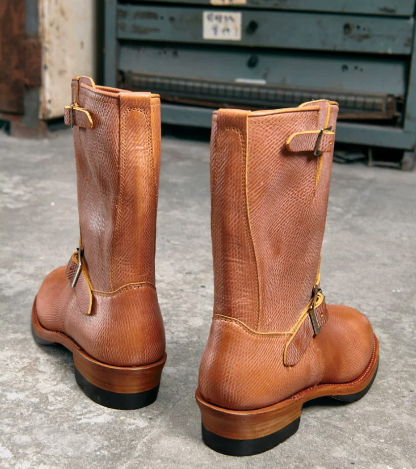 34501 Custom Engineer Boots Proprietary Sunken Grain Cowhide MTO