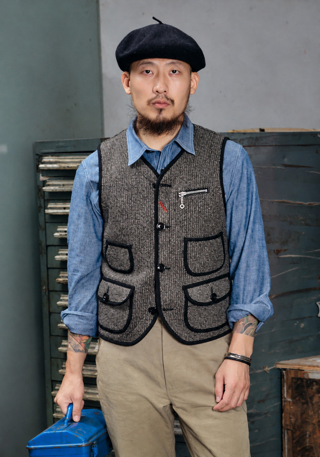 Ray Kwok Brown's Beach Work 1930s Cinch Back Work Vest