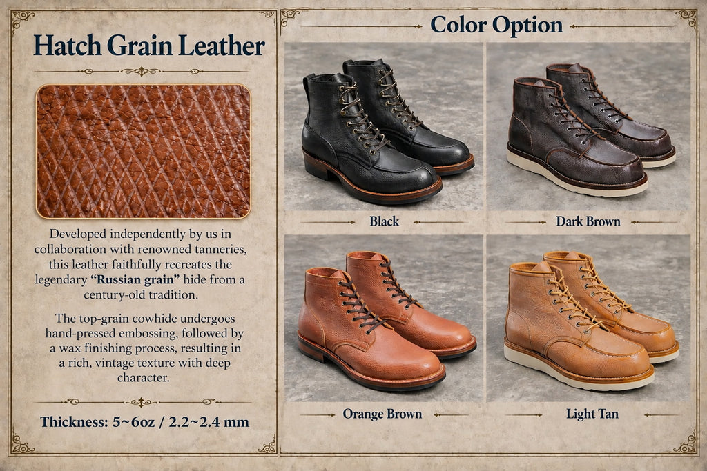 UK02 Norwegian Split Toe Tanker Boots / Hatch Grain Cowhide MTO