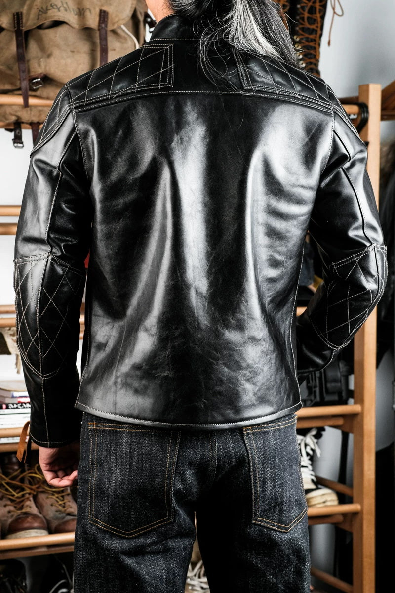 Real Simmons J100 Padded Single Racer Jacket Padova Teacore Horsehide Black