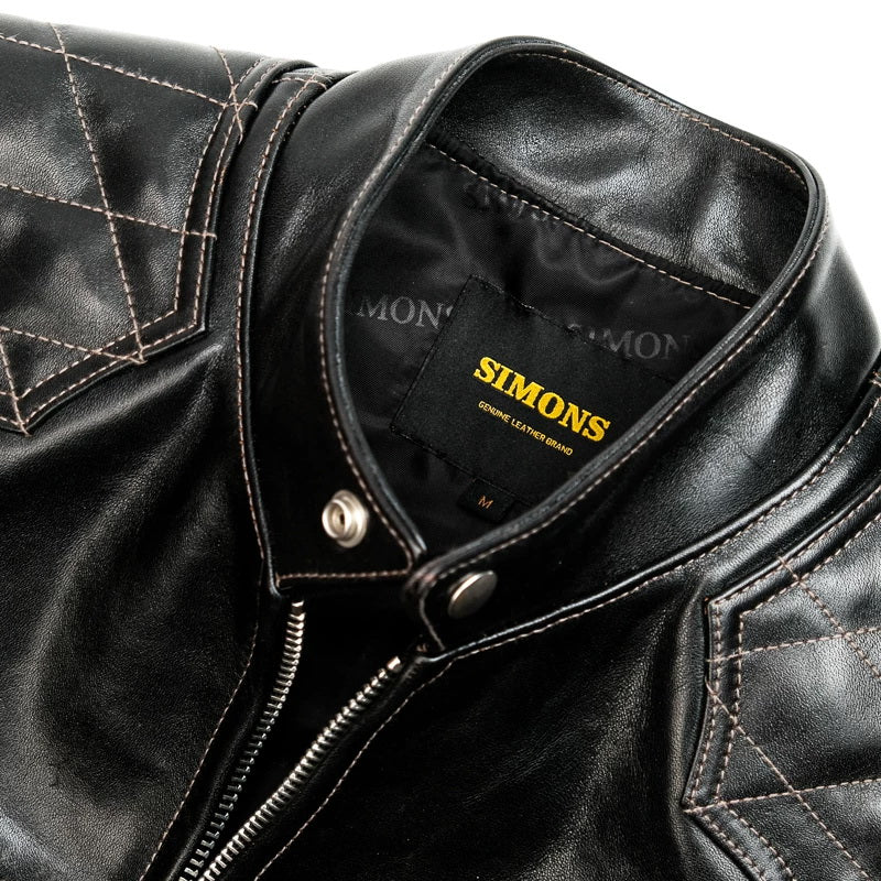 Real Simmons J100 Padded Single Racer Jacket Padova Teacore Horsehide Black