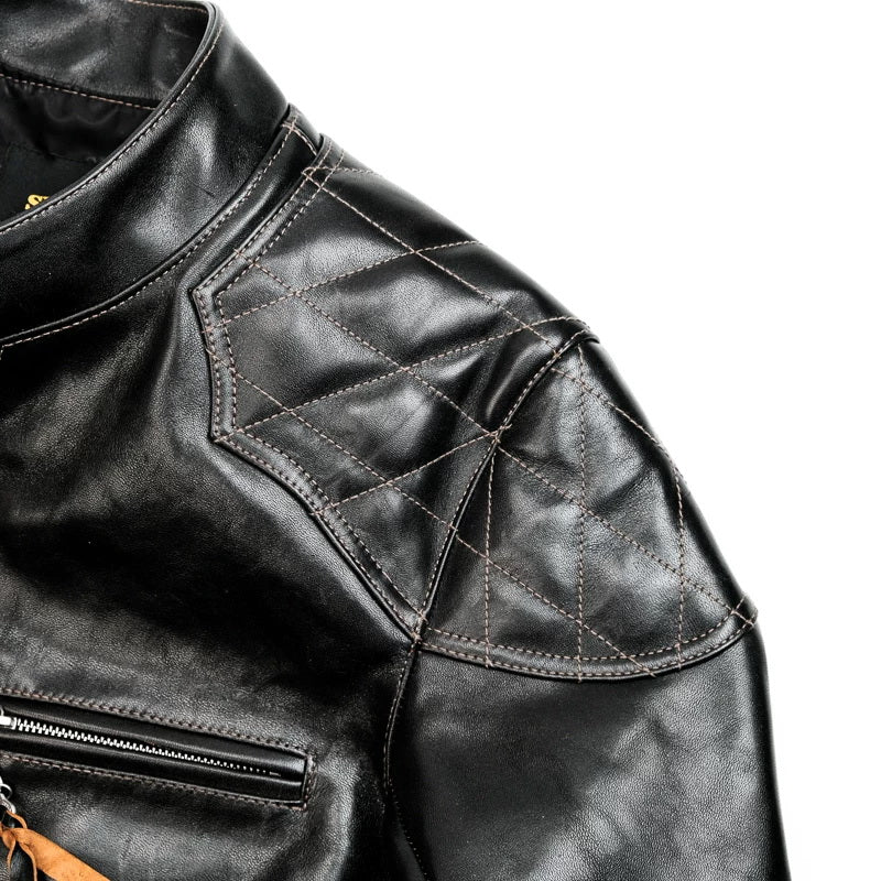 Real Simmons J100 Padded Single Racer Jacket Padova Teacore Horsehide Black