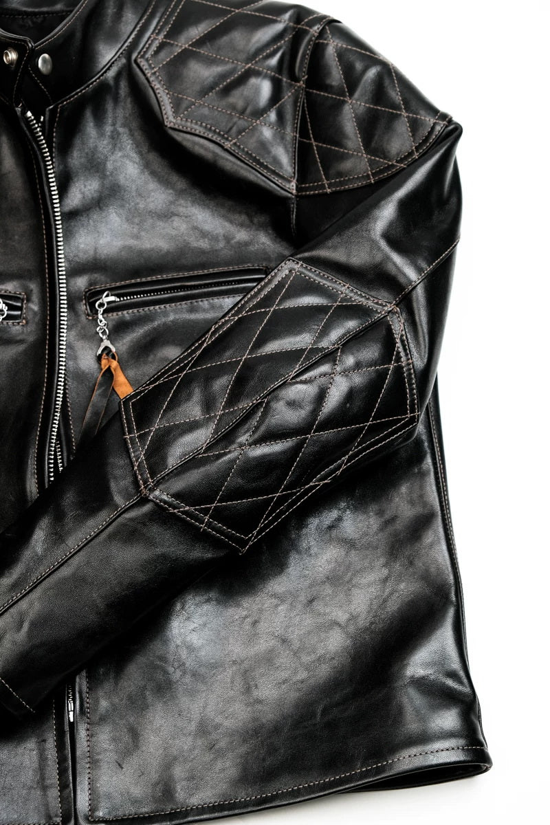 Real Simmons J100 Padded Single Racer Jacket Padova Teacore Horsehide Black