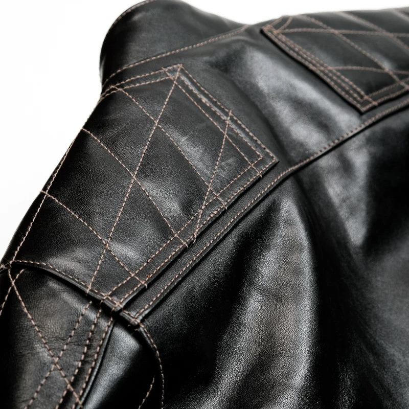 Real Simmons J100 Padded Single Racer Jacket Padova Teacore Horsehide Black