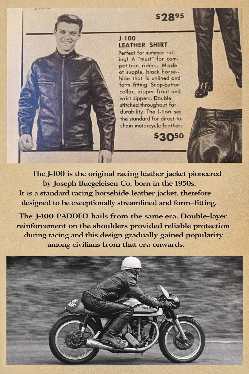 Real Simmons J100 Padded Single Racer Jacket Padova Teacore Horsehide Black