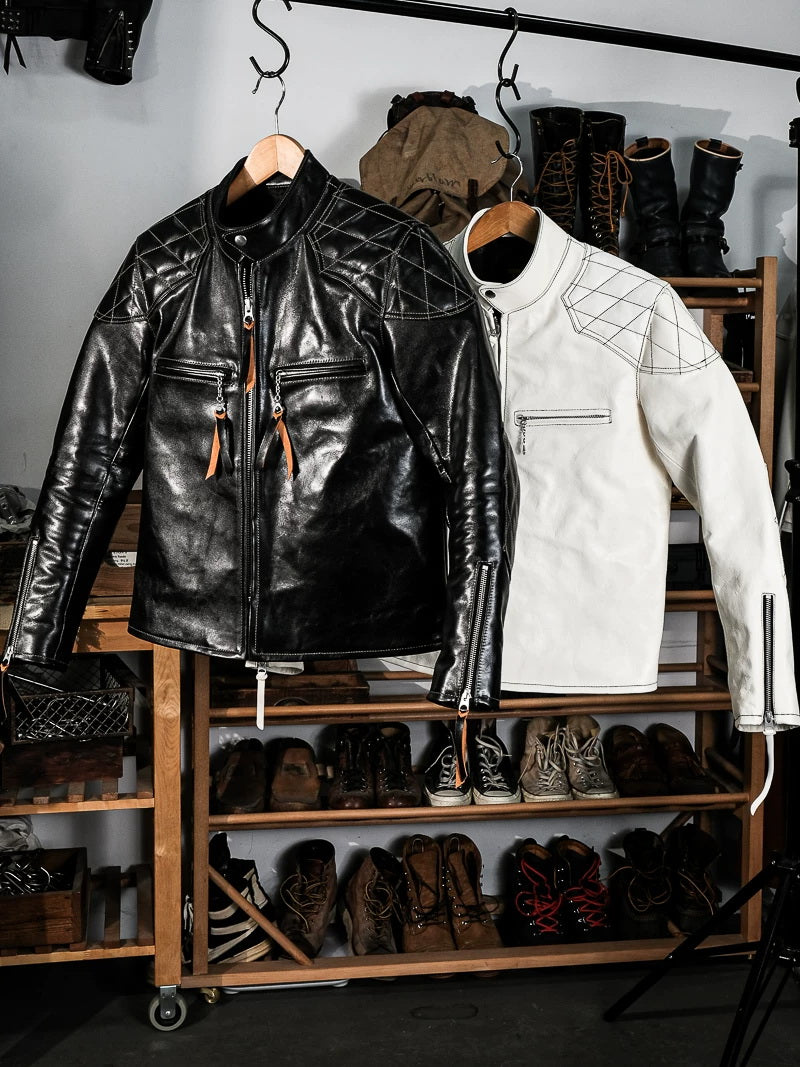 Real Simmons J100 Padded Single Racer Jacket Padova Teacore Horsehide Black