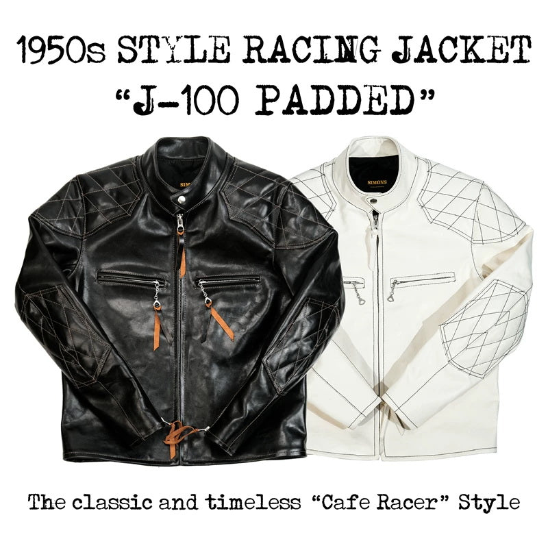 Real Simmons J100 Padded Single Racer Jacket Padova Teacore Horsehide Black