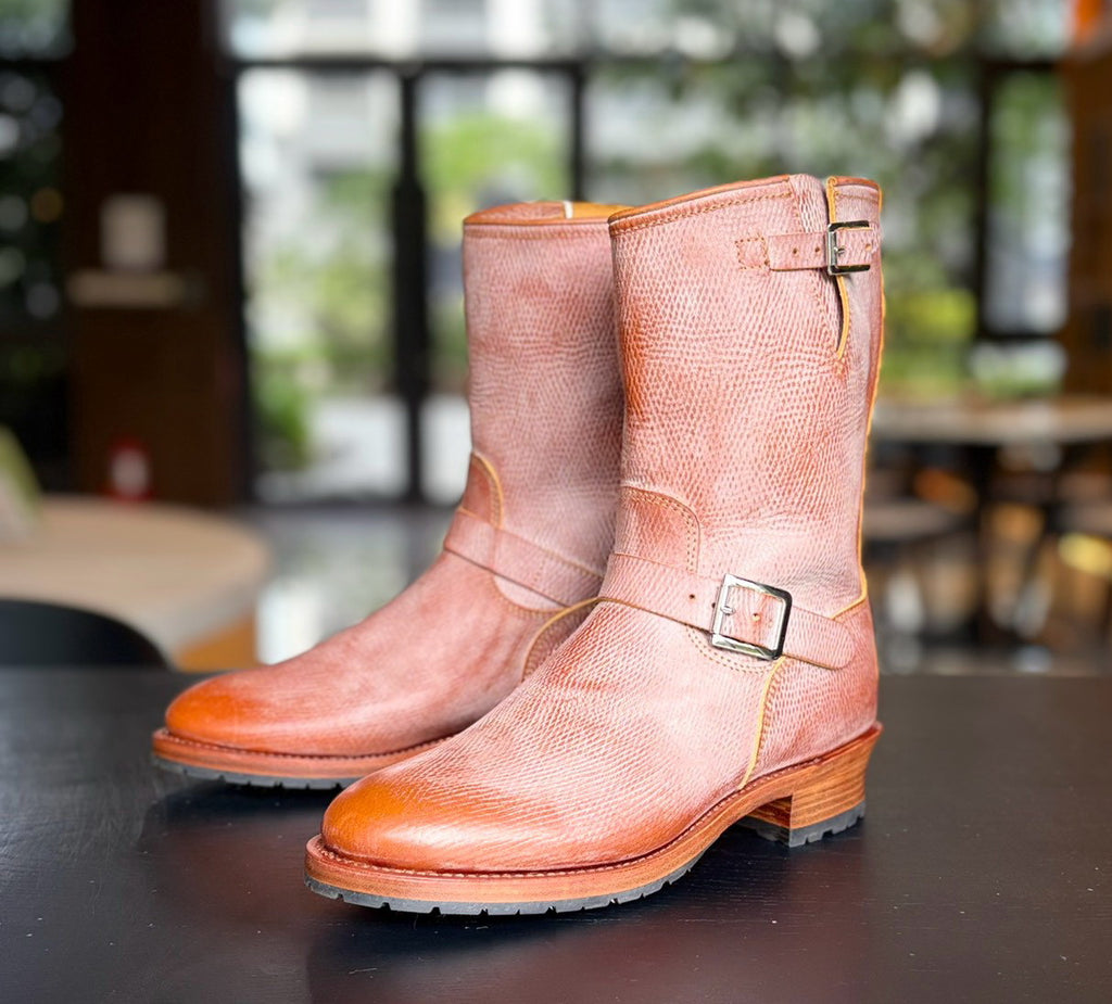 34501 Engineer Boots Unstructured Toes / Proprietary Sunken Grain Cowhide MTO