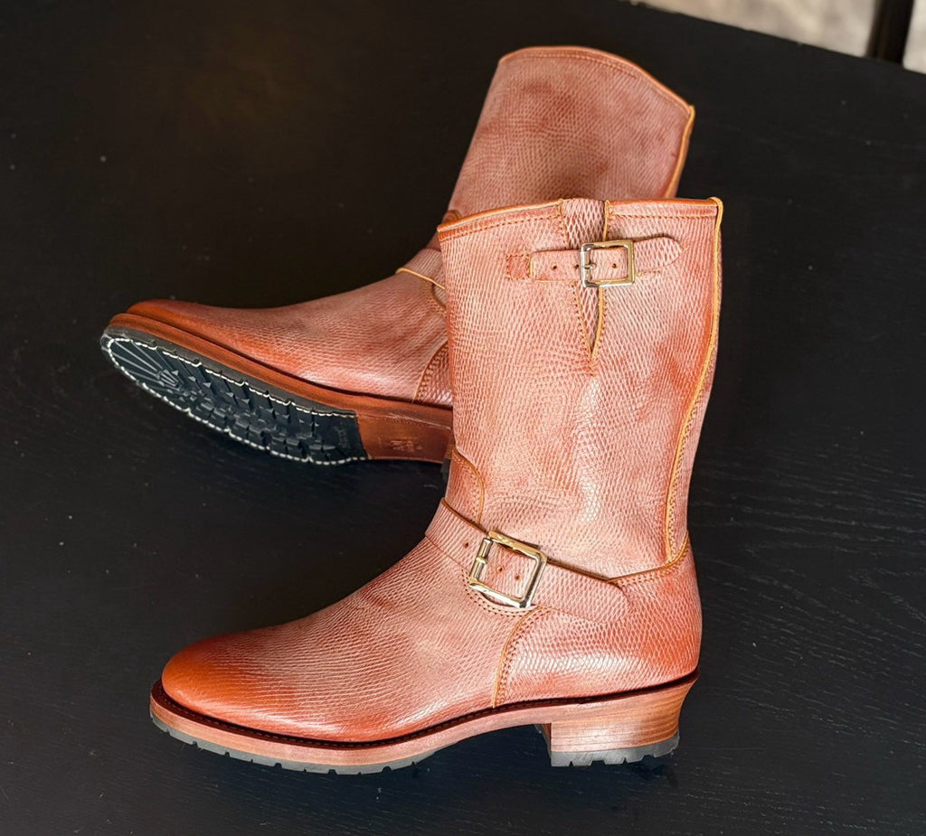 34501 Engineer Boots Unstructured Toes / Proprietary Sunken Grain Cowhide MTO