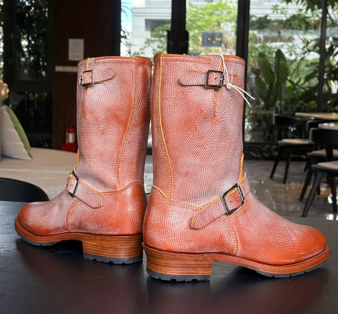 34501 Engineer Boots Unstructured Toes / Proprietary Sunken Grain Cowhide MTO