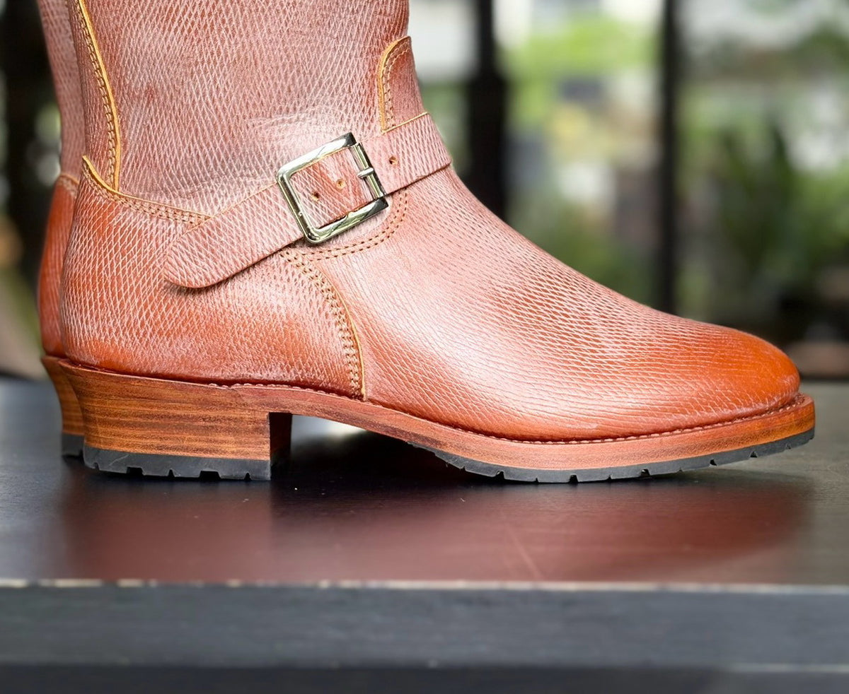 34501 Engineer Boots Unstructured Toes / Proprietary Sunken Grain Cowhide MTO
