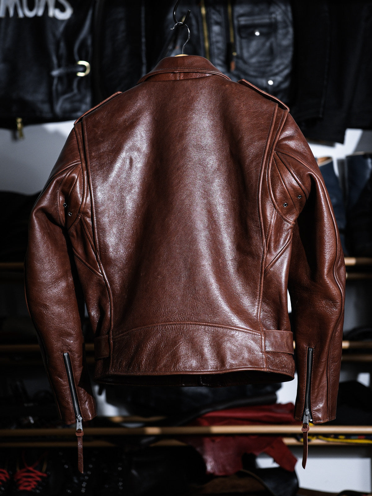 Marlon Brando One Star Cross Zip Rider Jacket - Amber Brown Vegetable Tanned Horsehide