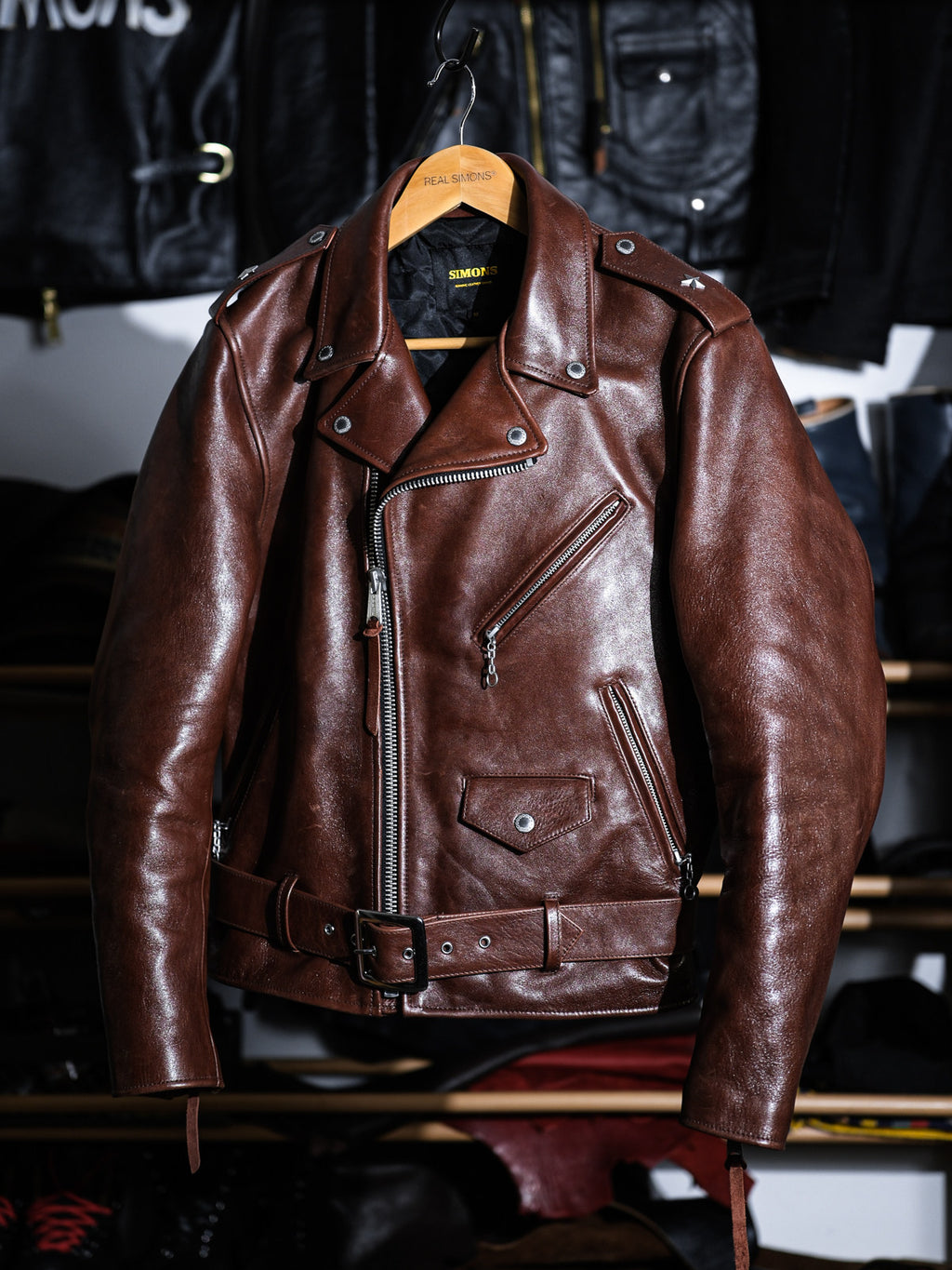 Marlon Brando One Star Cross Zip Rider Jacket - Amber Brown Vegetable Tanned Horsehide