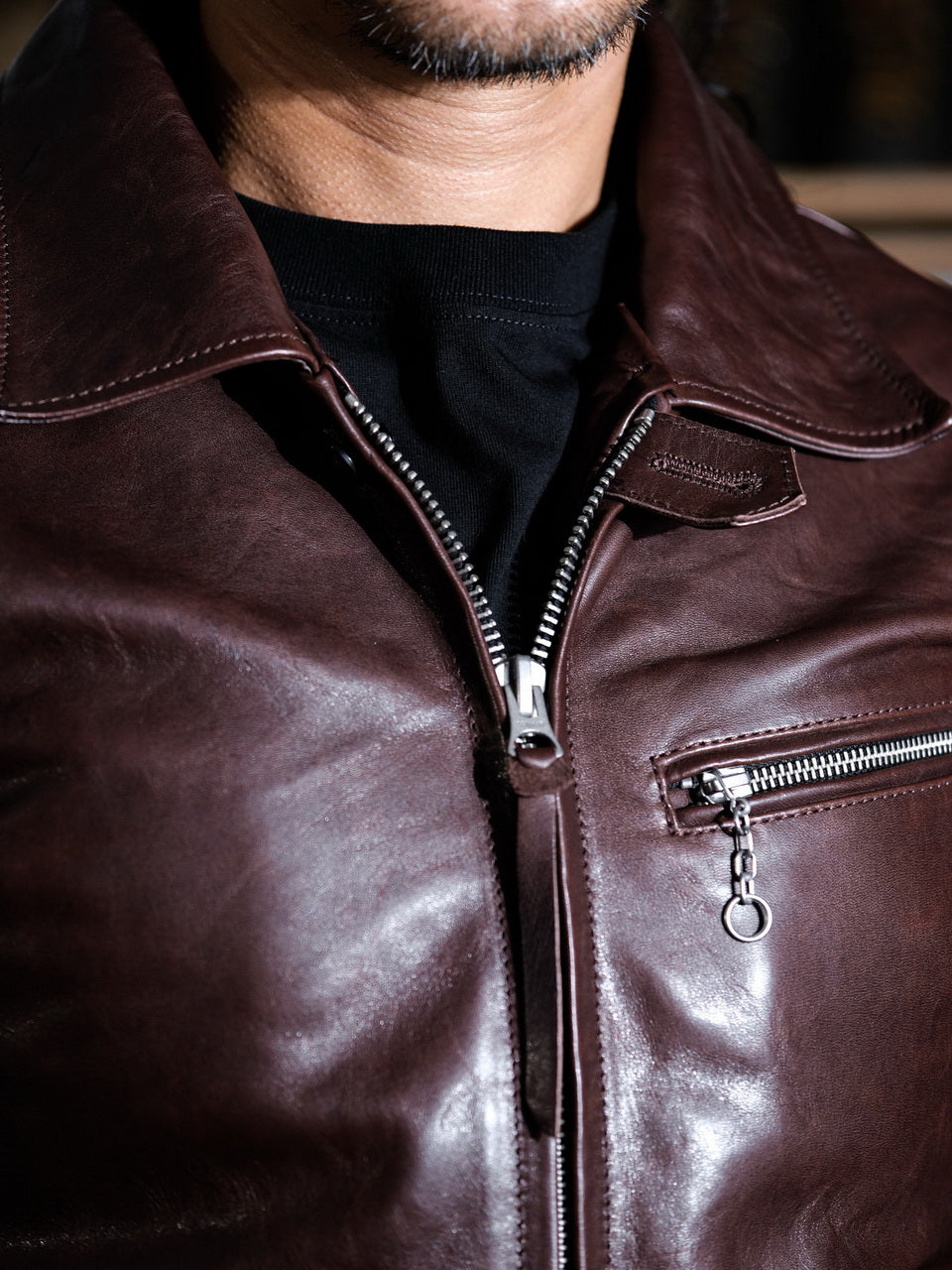 “Pasadena” 1930s Half Belt Sports Leather Jacket - Padova Horsehide Brown