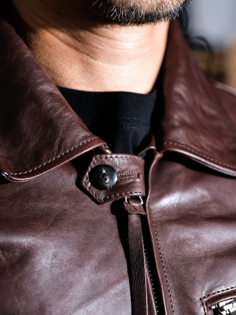 “Pasadena” 1930s Half Belt Sports Leather Jacket - Padova Horsehide Brown