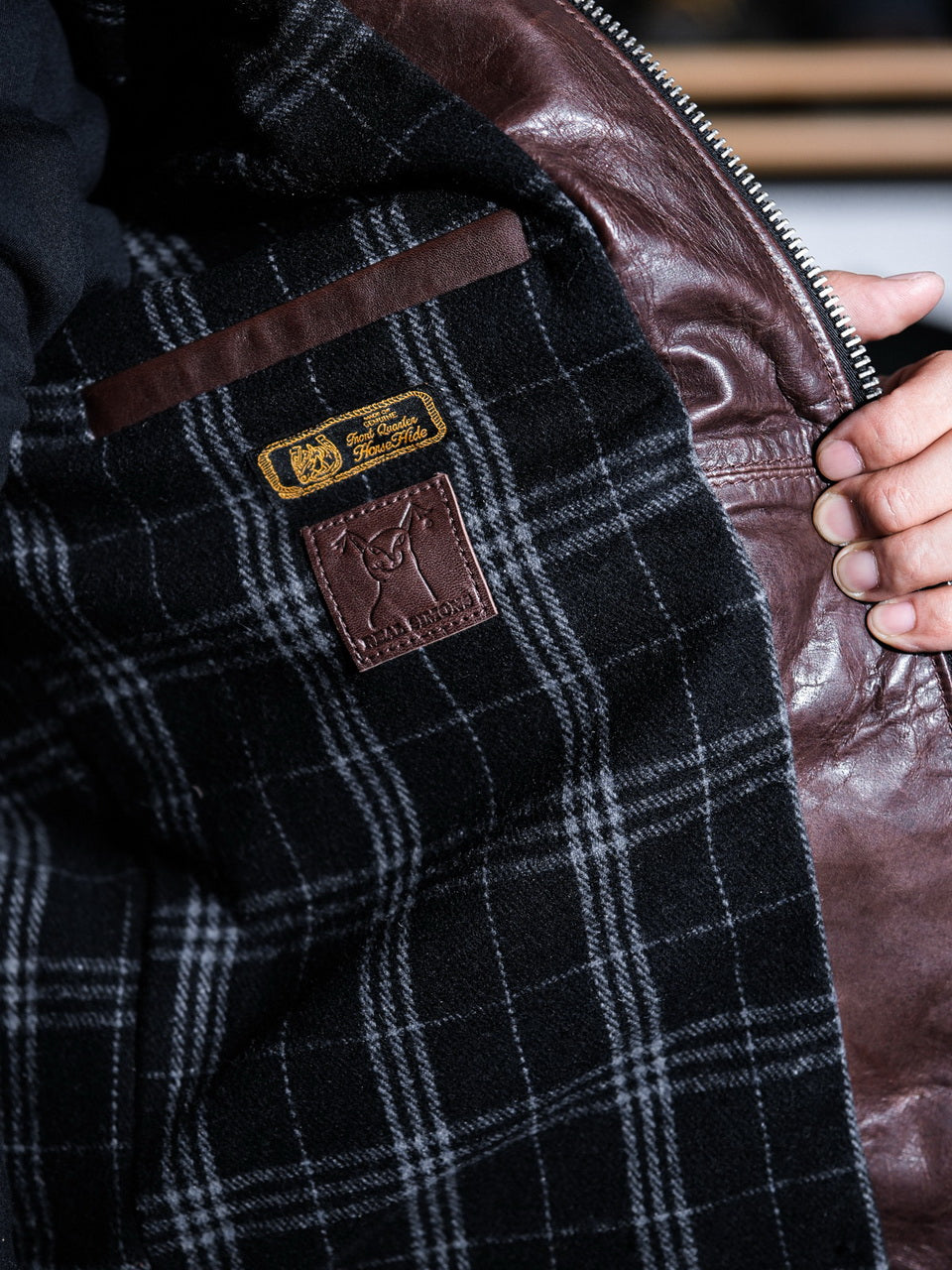 “Pasadena” 1930s Half Belt Sports Leather Jacket - Padova Horsehide Brown